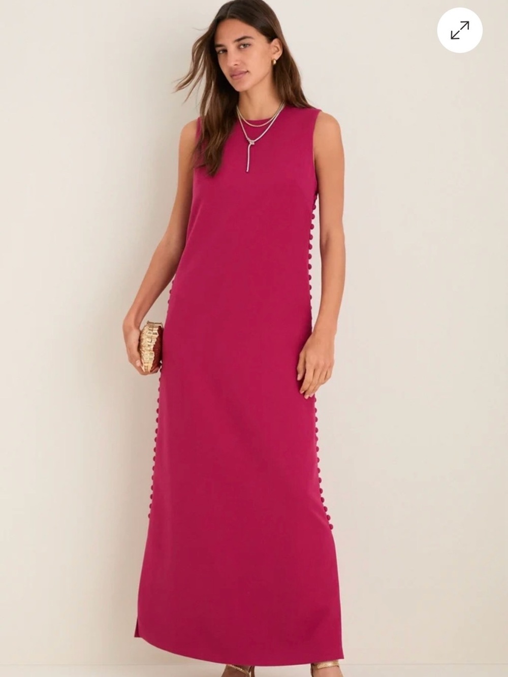 Tuckernuck Raspberry Crepe Button Camille Maxi Dress